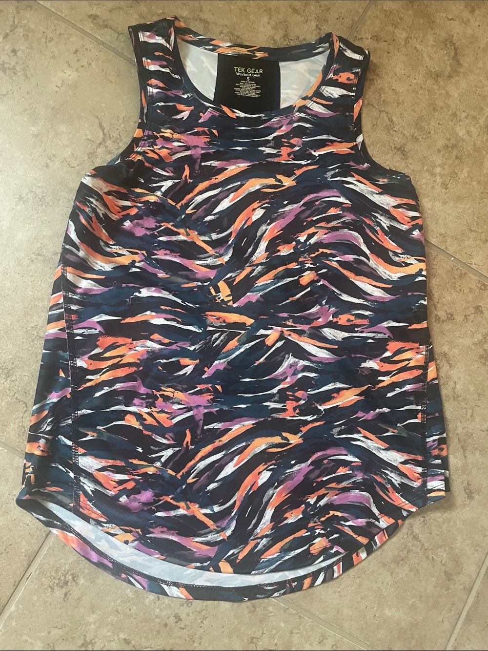 tek gear Navy Abstract Active Tank with Orange & Purple Accents